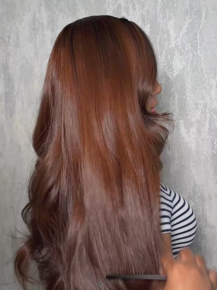 Dorsanee 250 300 Density Reddish Brown 13x4 Lace Front Virgin Human Hair Wigs