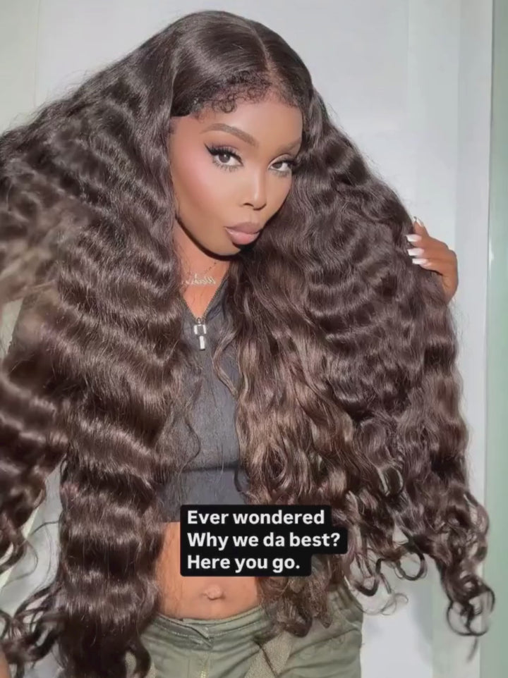 Dorsanee Brown Deep Wave 4C Edges 13x4 HD Lace Front Virgin Human Hair Wigs
