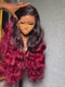 Dorsanee 250 300 Density Ombre Black Burgndy 99J Red Lace Front Human Hair Wigs