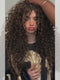Dorsanee 250 300 Density Brown Bouncy Spiral Loose Curls 13x4 Lace Front Human Hair Wigs