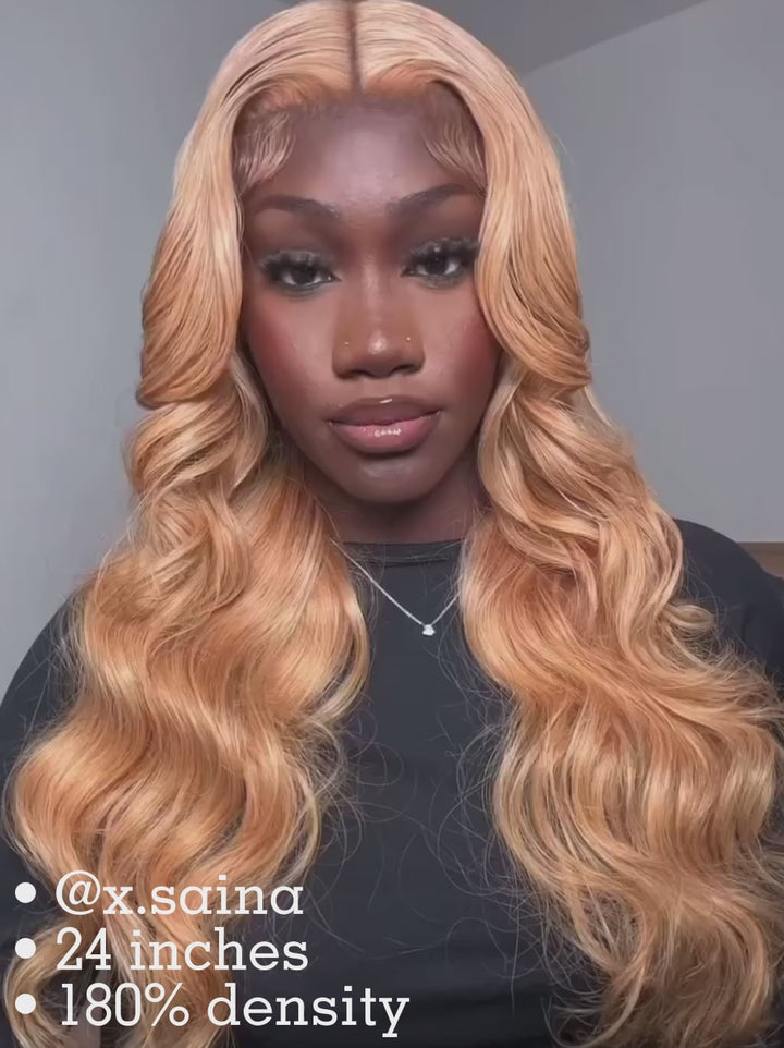 Honey Blonde Colored 13x4 5x5 HD Lace Front Closure Human Hair Wigs Body Wave Frontal