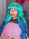 Dorsanee Ombre Green Blue 13x4 Lace Front Body Wave Human Hair Wigs With Bangs
