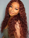 Reddish Brown Water Wave HD Transparent Lace Front Human Hair Wigs