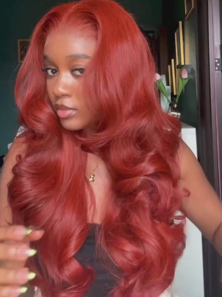 Dorsanee Copper Red Ginger 13x4 Transparent Lace Front Human Hair Wig