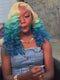 Dorsanee Ombre Blonde Blue Wand Curl Loose Body Wave Lace Front Human Hair Wigs