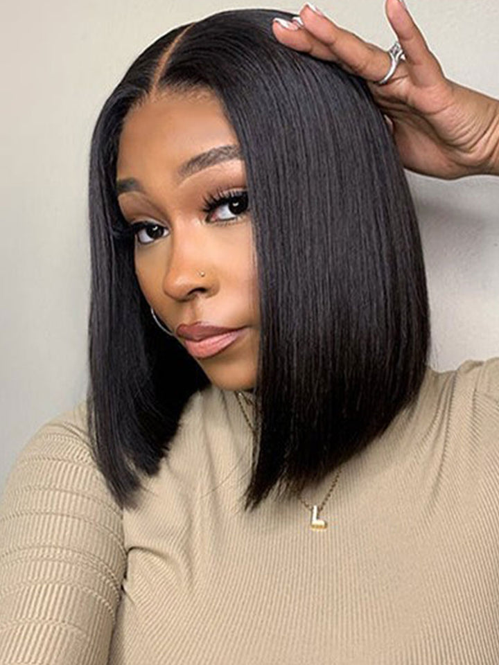 Dorsanee #1B Short Straight Hair Bob Wig 13x4/4x4 Lace Frontal 180% Density Human Hair Wigs