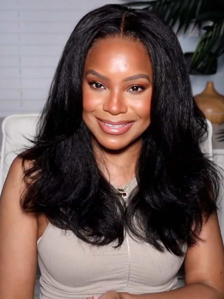 Dorsanee 250 Density Kinky Straight Hair Wig 6x6 HD Lace Closure Glueless Yaki Human Hair Wigs