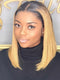 Dorsanee Ombre Black Roots Honey Blonde Short Bob Straight 4x4 Lace Closure Human Hair Wigs