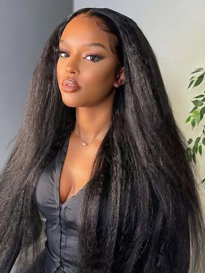 Dorsanee 250 Density Yaki Kinky Straight 4x4 HD Lace Closure Human Hair Wig