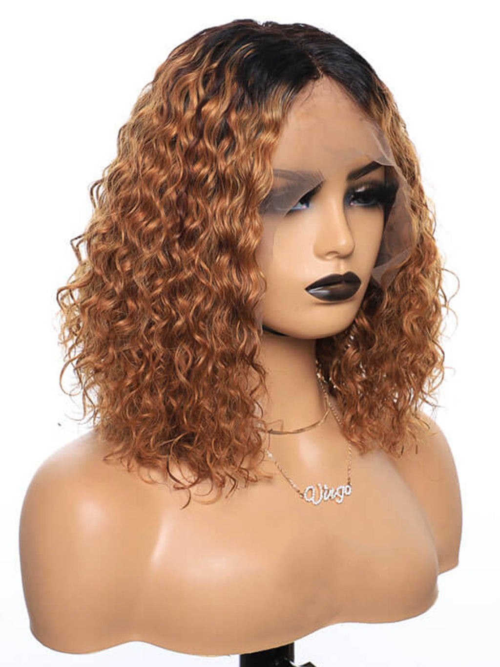 Dorsanee Ombre Brown Black Roots 1B/30 13x4/4x4 Lace Front Closure Short Bob Curly Human Hair Wigs