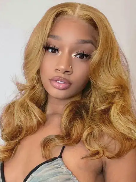 Dorsanee Hairstylist Works Elegant Short Light Honey Blonde Colored 13x4 Lace Front Human Hair Wigs