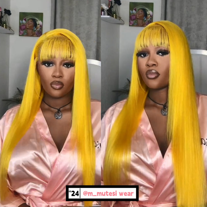Dorsanee Hair Yellow Colored Body Wave 13×4 Lace Frontal Wig Human Hair Wigs