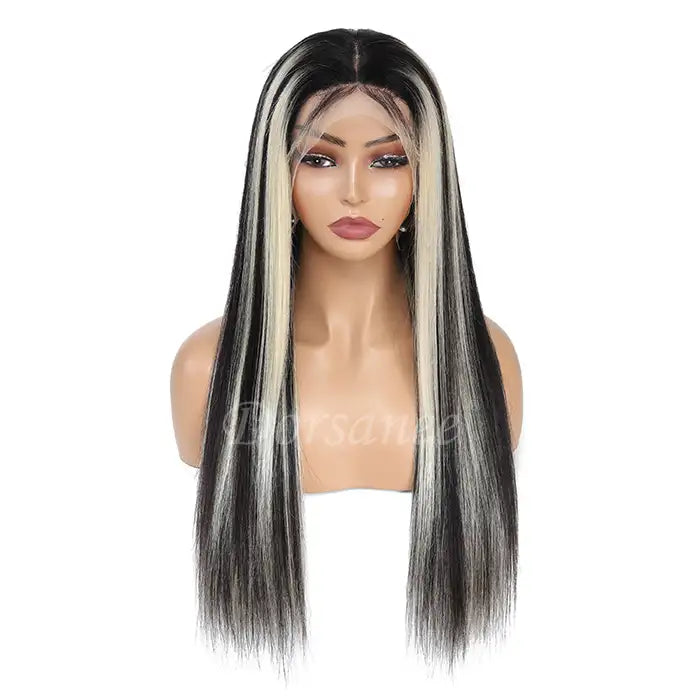 Dorsanee Hair P1B/613 Colored Highlight Straight Hair 13X4 Transparent Lace Front Wig Human Hair Wigs