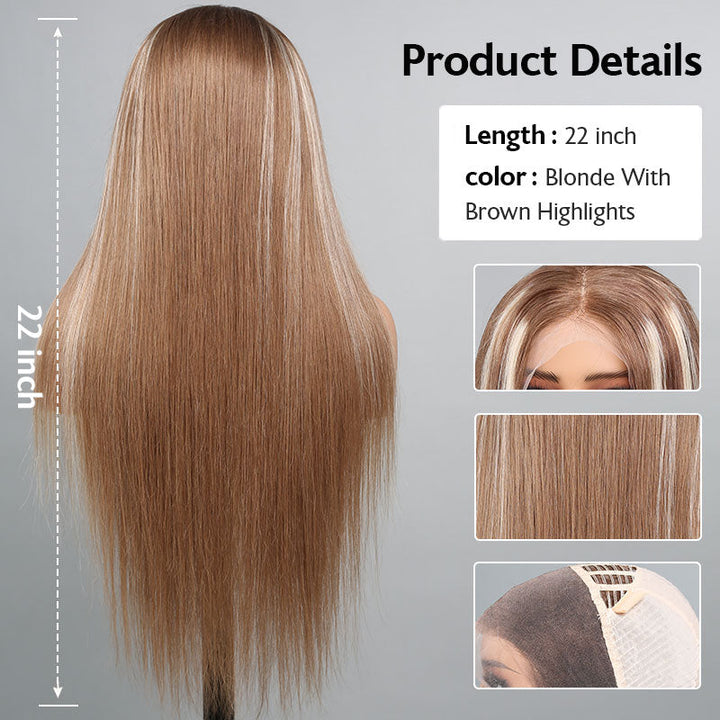 Dorsanee #P12/613 Highlight 13x4 Lace Front Mixed Brown&Blonde Color Straight/Body Wave Human Hair Wig