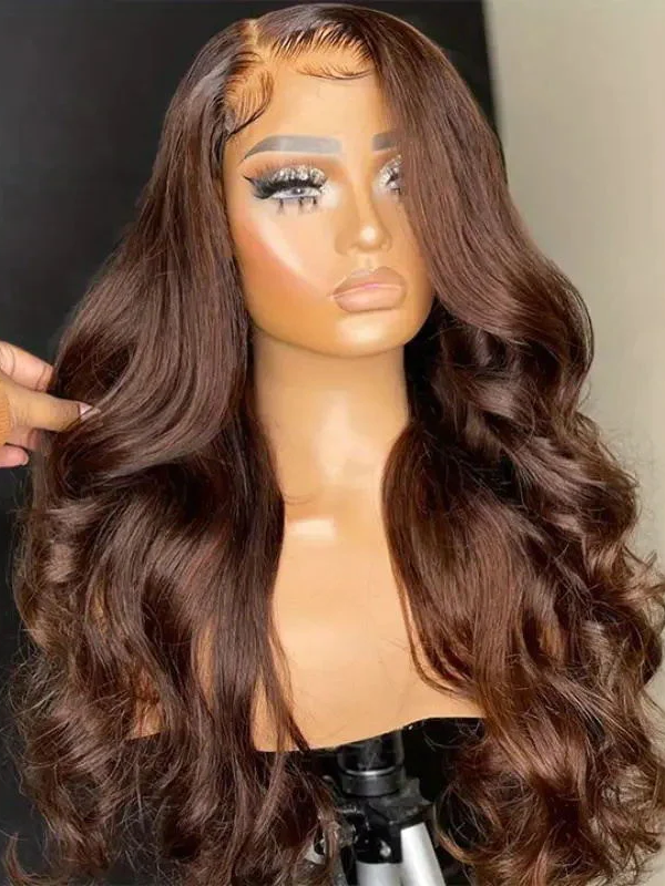 Dorsanee Chocolate Brown 13x4 Body Wave HD Lace Front Human Hair Wigs Flash Sale