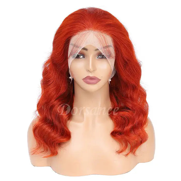 Dorsanee Hair Dark Ginger Orange Body Wave 13x4 HD Lace Front Wig Colored Human Hair Wigs For Women