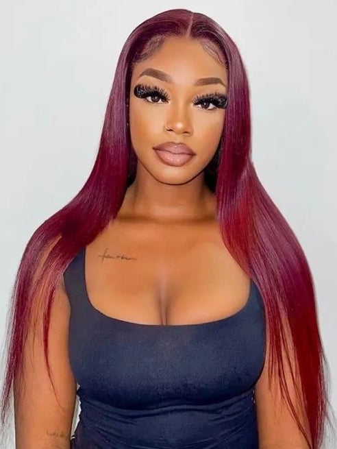Dorsanee 99J Color Burgundy Straight Hair Undetectable Lace Front Wig