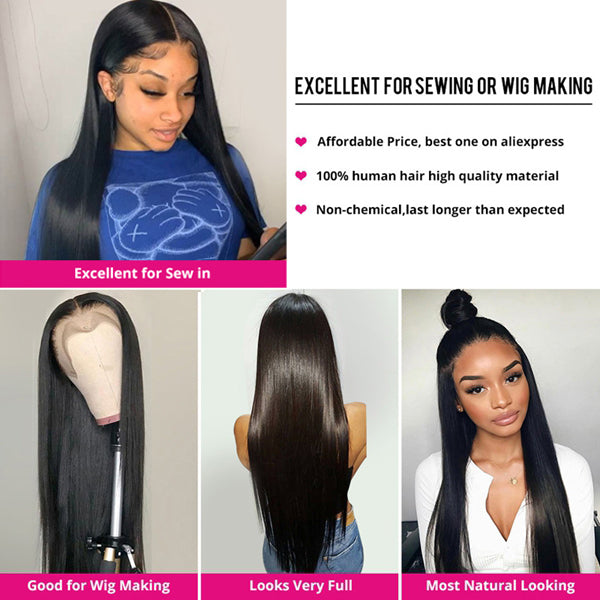 Dorsanee Hair Straight Human Hair Bundles With Frontal 13x4 HD Transparent Lace Front Wig - Dorsanee Hair