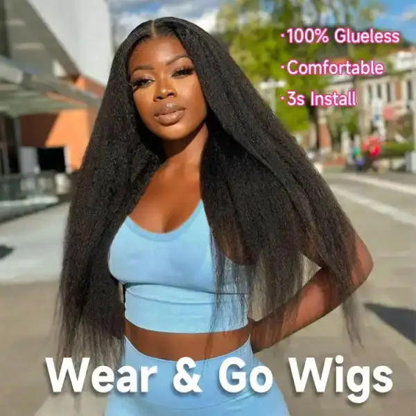 Dorsanee Hair Wear And Go Kinky Straight Wigs Yaki Straight Hair Glueless Human Hair Wigs For Black Women