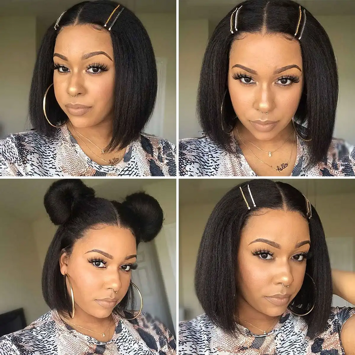 Dorsanee hair kinky stright 13×4 lace front bob wigs for black girls