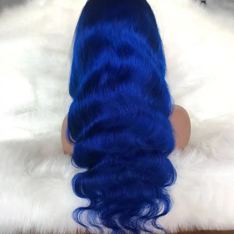 Dorsanee Hair Body Wave Wig Blue Color 13x4 HD Lace Frontal Wig Human Hair Wig For Black Women