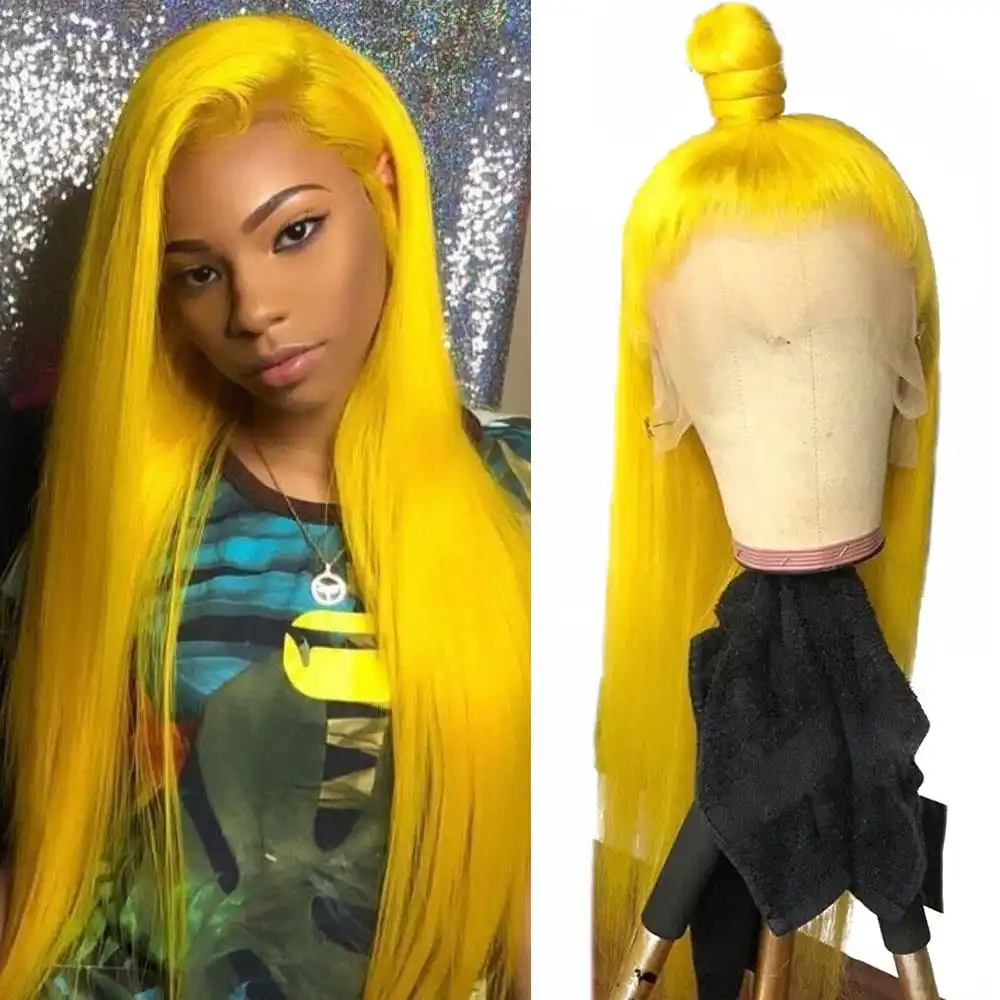 Dorsanee Hair Yellow Color Straight 13x4 Lace Front Wig For Black Women Human Hair Wig