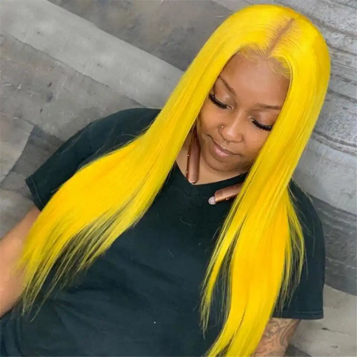 Dorsanee Hair Yellow Color Straight 13x4 Lace Front Wig For Black Women Human Hair Wig