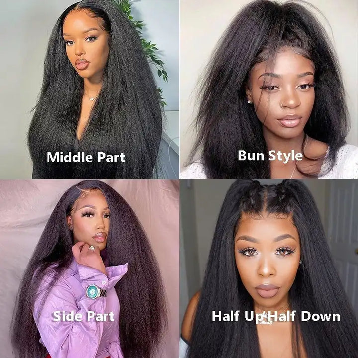 Dorsanee Hair 5x5 Pre Plucked HD Lace Closure Wigs Human Hair Kinky Straight Glueless Lace Natural Black Color for black woman