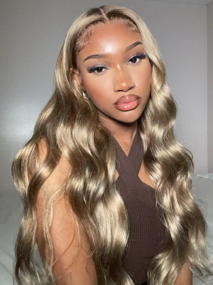 Dorsanee 200 Density Dark Neutral Blonde 13x4 Lace Front Body Wave Human Hair Wigs