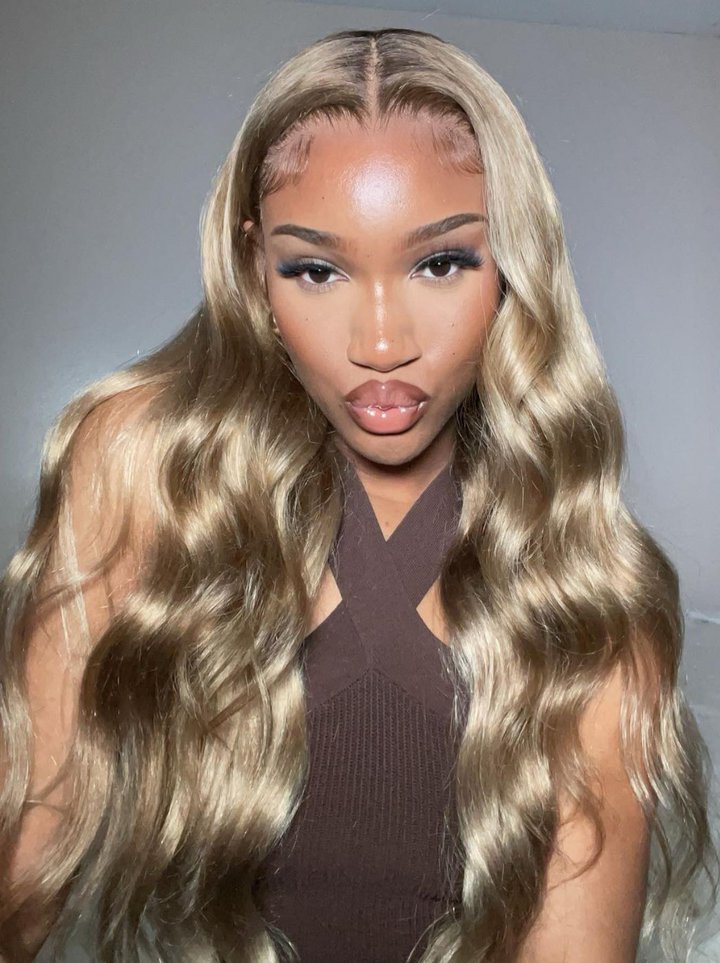 Dorsanee 200 Density Dark Neutral Blonde 13x4 Lace Front Body Wave Human Hair Wigs