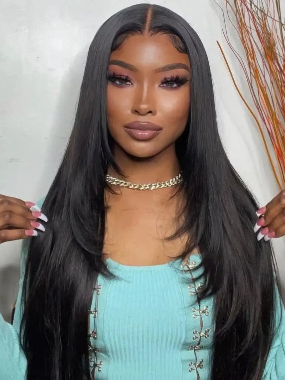 Dorsanee Layered Straight 13X4 Full Frontal Closure SKINLIKE Real HD Lace Wig