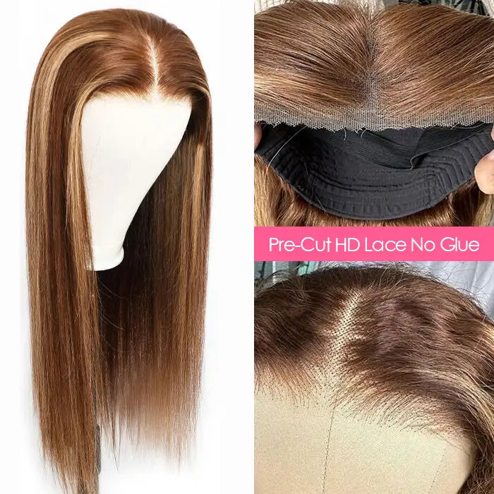 Dorsanee hair straight #P4/27 highlught 6×4 pre-cut lace wigs