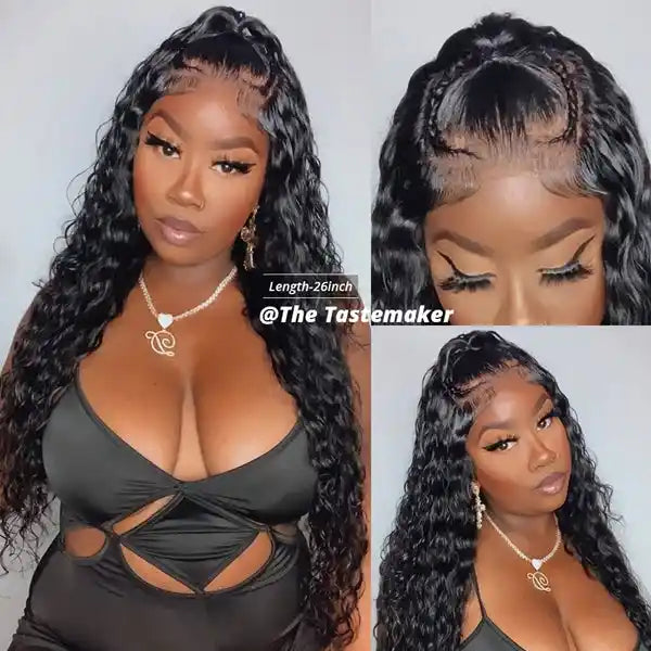 Dorsanee Hair Pre Bleached Knots Glueless Water Wave HD Lace Front Wigs Wear Go Pre-cut Pre plucked Human Hair Wigs for black woman