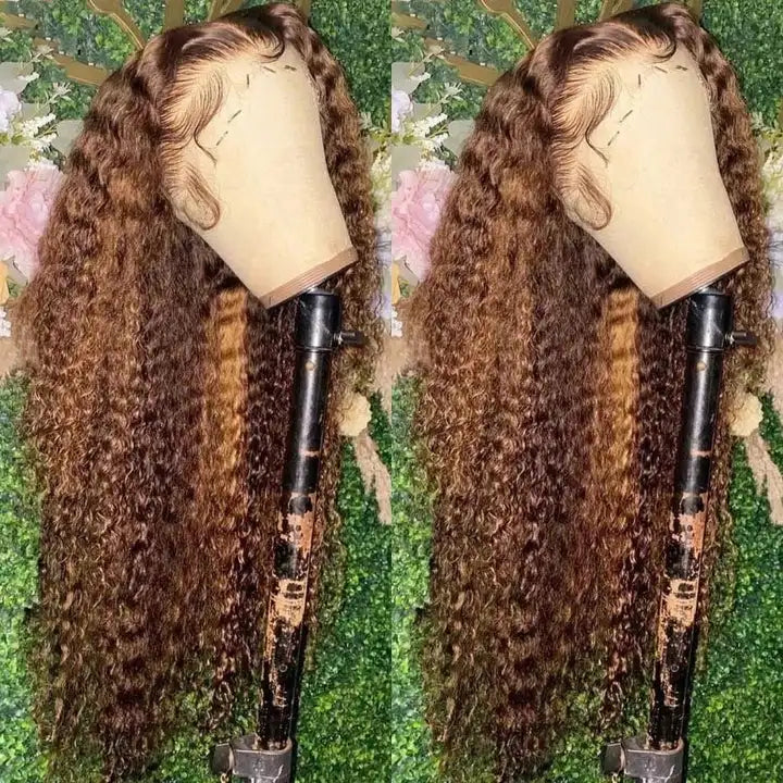 Dorsanee hair jerry curly #P4/27 highlight 13x4/5x5 HD lace human hair wig
