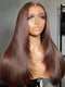 #4 Chocolate Brown Straight Layered Cut HD Lace Wigs Women's