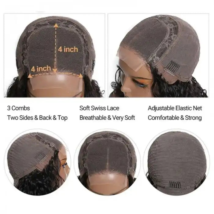 Dorsanee Hair Kinky Straight 4x4 HD Lace Closure Wig  Human Hair Natural Wigs for black woman