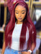 Dorsanee 250 300 Density Burgundy Red Bone Straight 13x4 Lace Front Human Hair Wigs