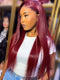Dorsanee 250 300 Density Burgundy Red Bone Straight 13x4 Lace Front Human Hair Wigs