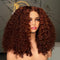 Dorsanee 250 300 Density Copper Auburn Brown Deep Curly Bob 13x4 Lace Front Human Hair Wig