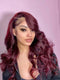 Dorsanee 250 300 Density Dark Cherry Burgundy Red Wavy 13x4 Lace Front Virgin Human Hair Wig