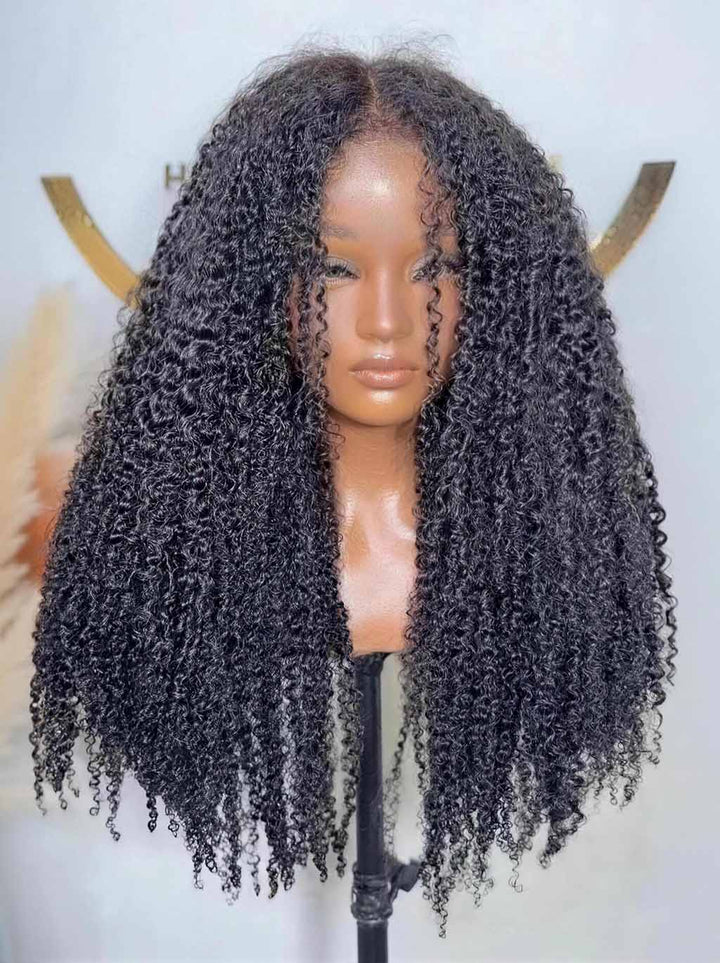Dorsanee 250 300 Density Fluffy Kinky Curly Coils 13x4 Lace Front Human Hair Wig