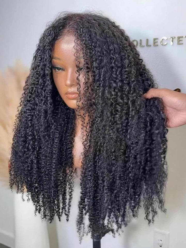 Dorsanee 250 300 Density Fluffy Kinky Curly Coils 13x4 Lace Front Human Hair Wig