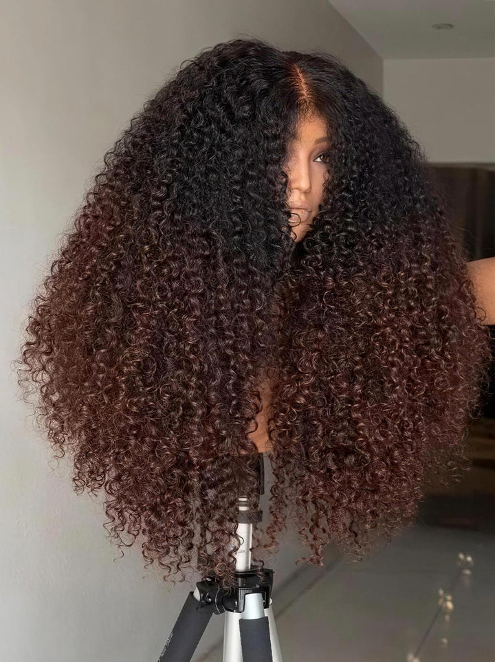 Dorsanee 250 300 Density Fluffy Kinky Curly Coils 13x4 Lace Front Human Hair Wig