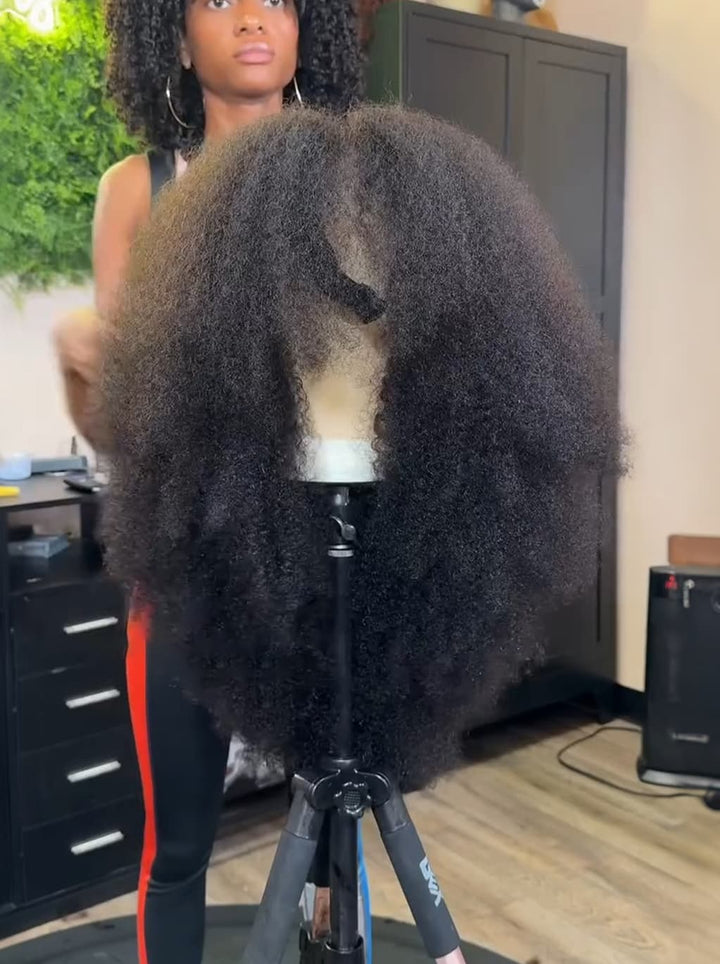 Dorsanee 250 300 Density Fluffy Kinky Curly Coils 13x4 Lace Front Human Hair Wig