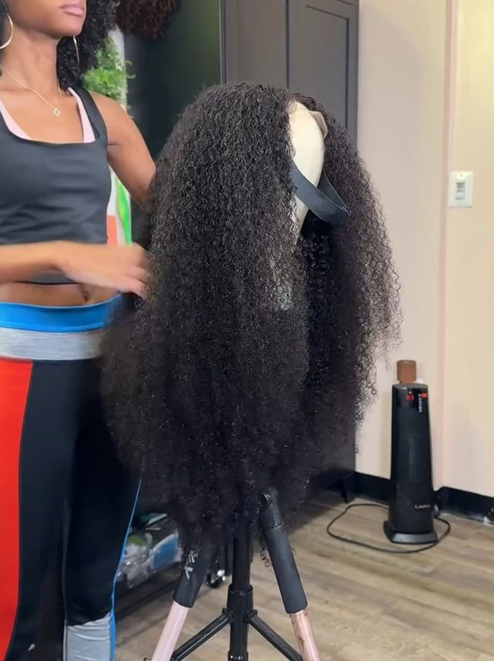 Dorsanee 250 300 Density Fluffy Kinky Curly Coils 13x4 Lace Front Human Hair Wig