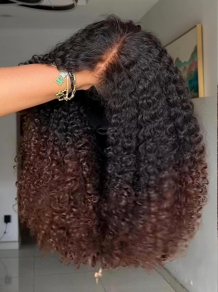 Dorsanee 250 300 Density Fluffy Kinky Curly Coils 13x4 Lace Front Human Hair Wig