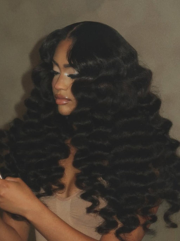 Dorsanee 250 300 Density Loose Deep Wand Curls 13x4 Lace Front Virgin Human Hair Wig