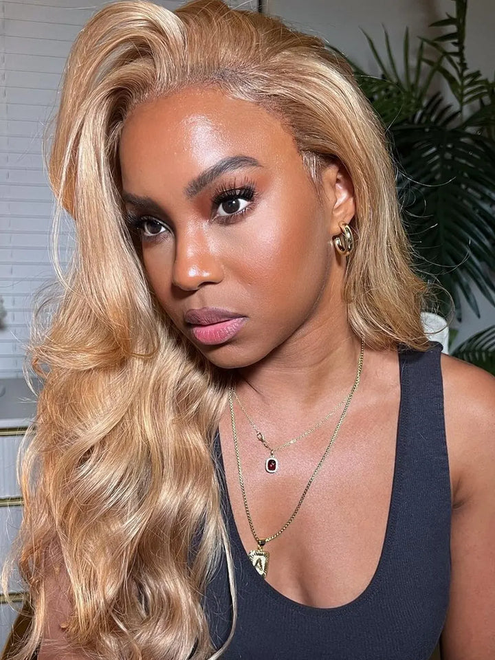 27_Honey_Blonde_Colored_Lace_Frontal_Body_Wave_Human_Hair_Wigs