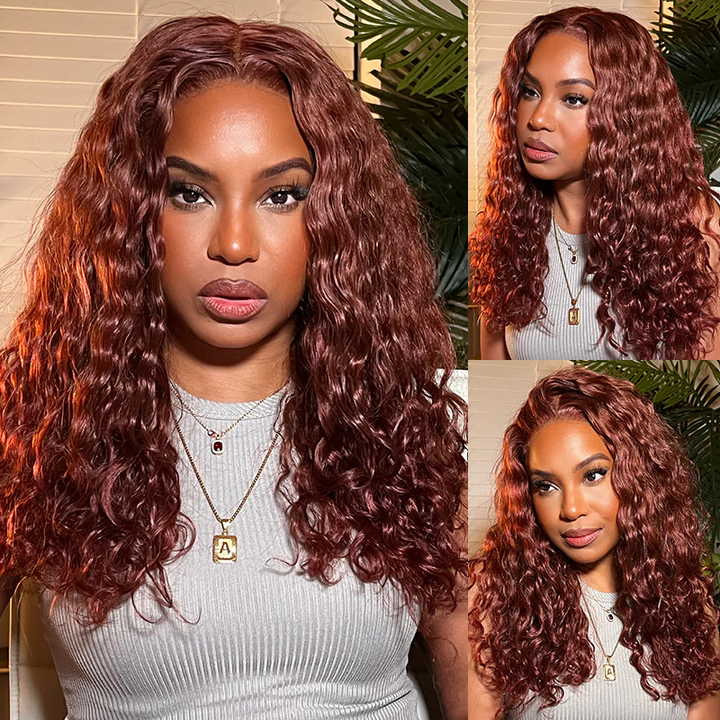 Dorsanee hair deep wave reddish brown 13x4/5x5 HD lace front natural human hair wigs