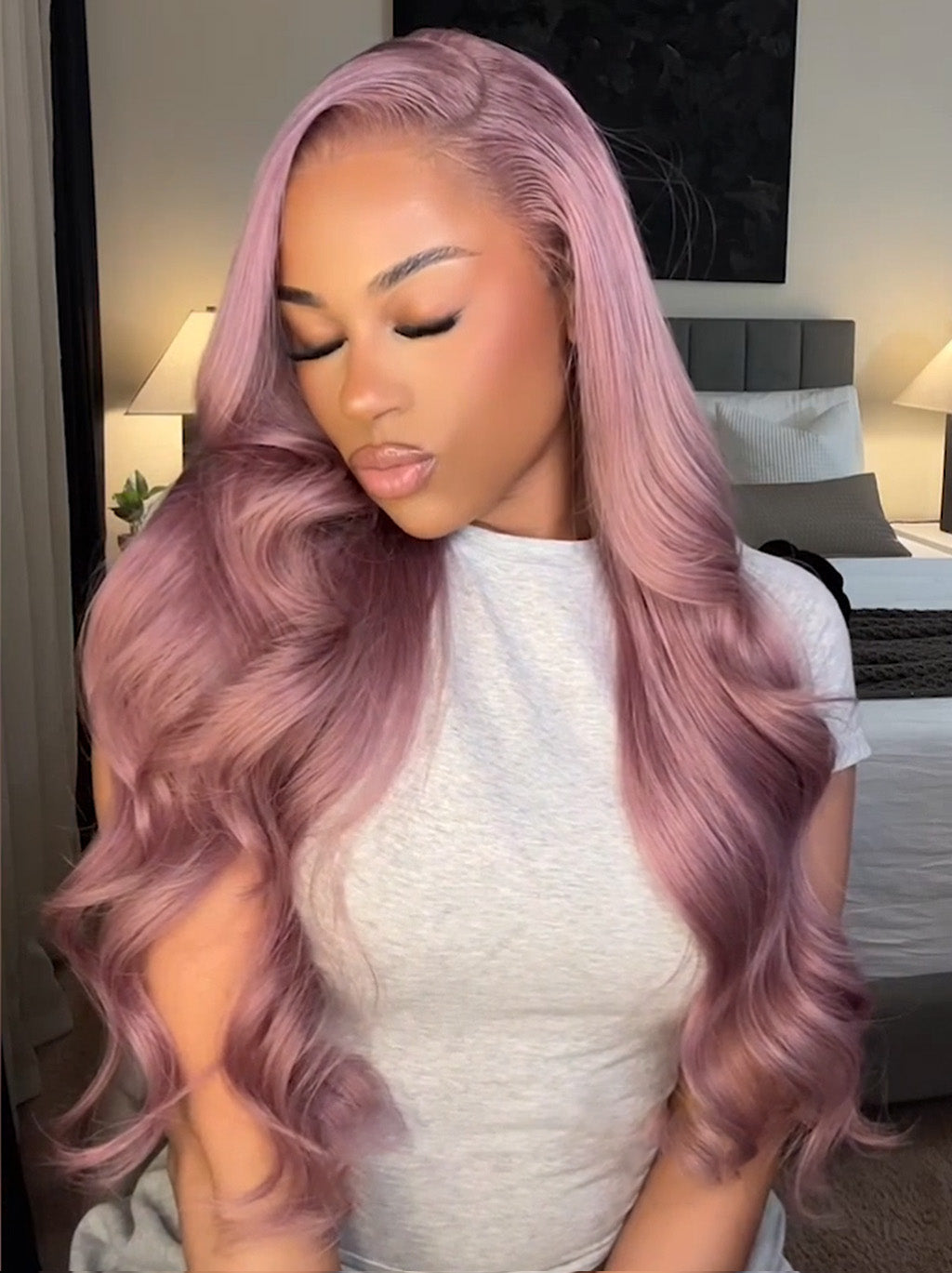 Dorsanee Pink Purple Lavender Color 13x4 Lace Front Wigs Human Hair